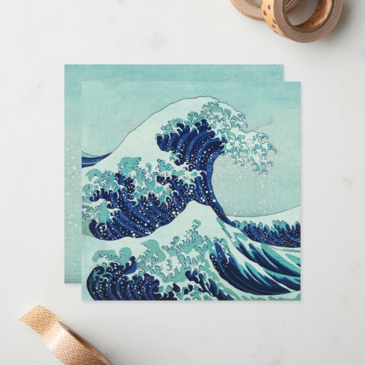 北斎青い波 ノートカード (正面/裏面インサイチュ)