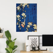 北斎鳥と枝垂桜・北斎・バードウィーピング・さくらんぼ・ツリー ポスター (ホームオフィス)