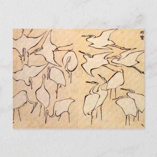 北斎鶴はがき ポストカード (正面)