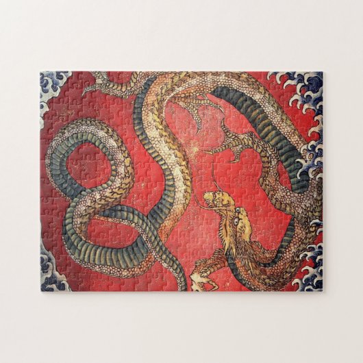 北斎龍日本のヴィンテージ葛飾北斎 ジグソーパズル (横)