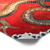 北斎龍日本のヴィンテージ葛飾北斎 ポスター (角)