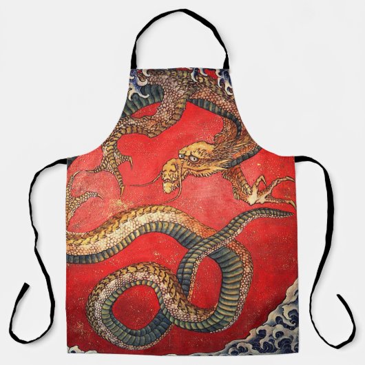 北斎龍、日本美術 エプロン (正面)
