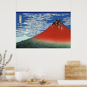 北斎 - 富士、快晴の山々 ポスター (キッチン)