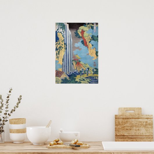 北斎 – 小野滝木曽海堂 ポスター (キッチン)