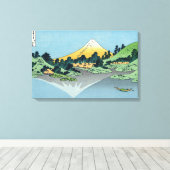 北斎 – 山富士河口湖で反射 キャンバスプリント (インサイチュ (ウッドフロア))