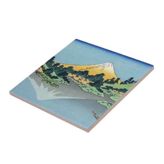 北斎 – 山富士河口湖で反射 タイル (側面)