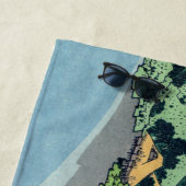 北斎 – 山富士河口湖で反射 ビーチタオル (インサイチュ)