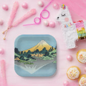 北斎 – 山富士河口湖で反射 ペーパープレート (パーティー)