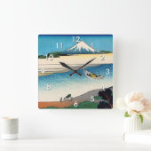 北斎 – 武蔵国多摩川 スクエア壁時計 (ホーム)