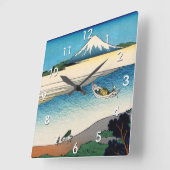 北斎 – 武蔵国多摩川 スクエア壁時計 (傾斜)