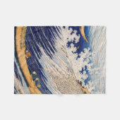 北斎 海の波 海の船 フリースブランケット (正面(横))