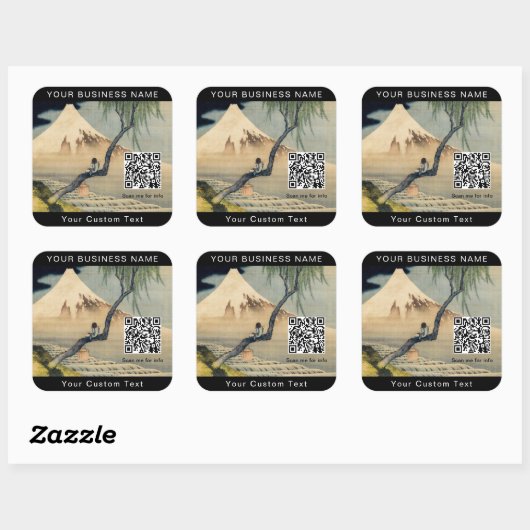 北斎 – 男の子を見る山富士 – QRコード スクエアシール (シート)