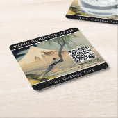 北斎 – 男の子を見る山富士 – QRコード スクエアペーパーコースター (アングル)