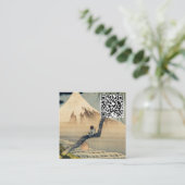 北斎 – 男の子を見る山富士 – QRコード スクエア名刺 (スタンド正面)