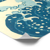 北斎 – 神奈川の波の下 ポスター (角)