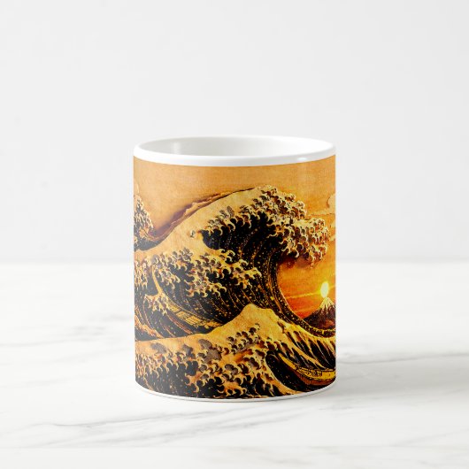 北斎「神奈川沖浪裏」サンセットマグ | 11oz 日本製アート コーヒーマグカップ (中央)