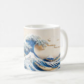 北斎 "神奈川沖浪裏" ペーパークラフト風マグカップ|11oz コーヒーマグカップ (正面右)