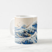 北斎 "神奈川沖浪裏" ペーパークラフト風マグカップ|11oz コーヒーマグカップ (正面左)