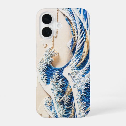 北斎 "神奈川沖浪裏" 3Dシャドウレリーフ iPhone 16 カ 16ケース (裏面)