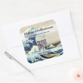 北斎 – 神奈川素晴らしの波 – QRコード スクエアシール (封筒)