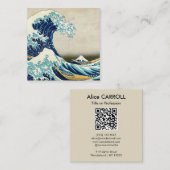 北斎 – 神奈川素晴らしの波 – QRコード スクエア名刺 (正面/裏面)