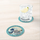 北斎 – 神奈川素晴らしの波 – QRコード ラウンドペーパーコースター (インサイチュ)