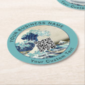 北斎 – 神奈川素晴らしの波 – QRコード ラウンドペーパーコースター (アングル)