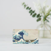 北斎 – 神奈川素晴らしの波 – QRコード 名刺 (スタンド正面)