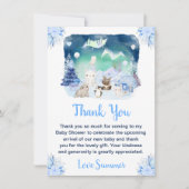 北方灯北極動物赤ちゃんシャワー サンキューカード (正面)