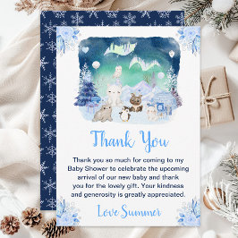 北方灯北極動物赤ちゃんシャワー サンキューカード