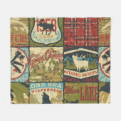 北方領土の冒険:象徴的パッチワーク フリースブランケット (正面(横))