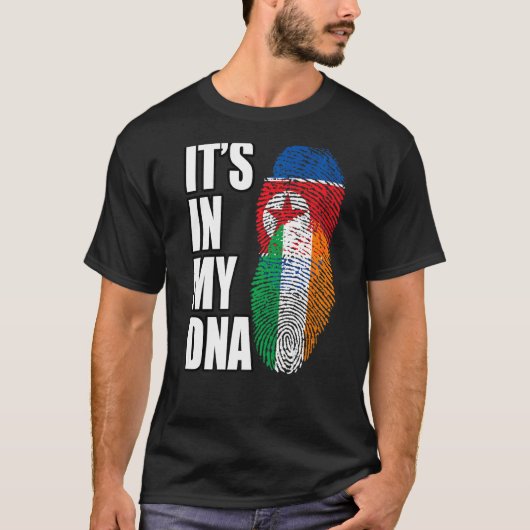 北朝鮮とアイルランドのミックスDNA伝統国旗 Tシャツ (正面)