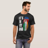 北朝鮮とアイルランドのミックスDNA伝統国旗 Tシャツ (正面フル)