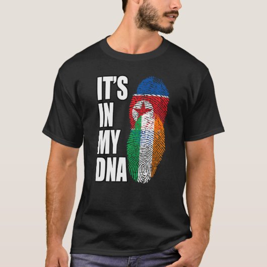 北朝鮮とアイルランドのミックスDNA伝統国旗 Tシャツ (正面)