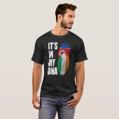 北朝鮮とアイルランドのミックスDNA伝統国旗 Tシャツ (正面フル)