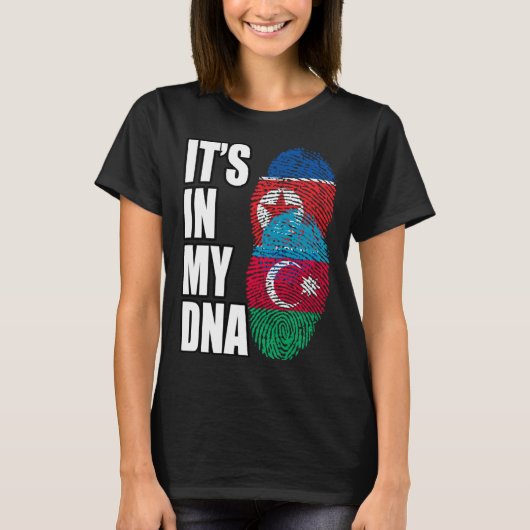 北朝鮮とアゼルバイジャンミックスDNA伝統国旗 Tシャツ (正面)
