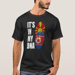 北朝鮮とマケドニアミックスDNA伝統国旗 Tシャツ