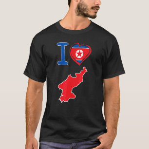 北朝鮮の国旗がHの形で大好き Tシャツ