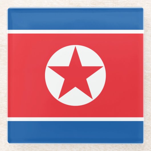 北朝鮮の国旗 ガラスコースター (正面)