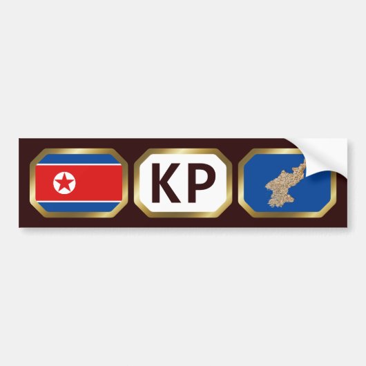 北朝鮮の国旗・地図コードステッカー バンパーステッカー (正面)