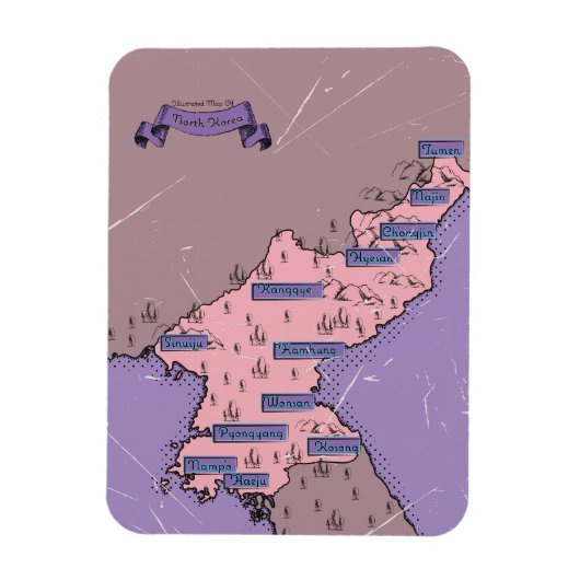 北朝鮮の地図 マグネット (縦)