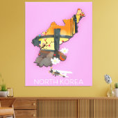 北朝鮮の旅行地図 キャンバスプリント (インサイチュ (リビング))