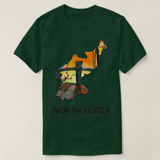 北朝鮮の旅行地図 Tシャツ (デザイン正面)