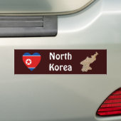 北朝鮮の旗のハートと地図ステッカー バンパーステッカー (車上)
