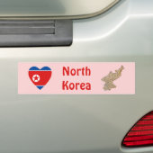 北朝鮮の旗のハートと地図ステッカー バンパーステッカー (車上)