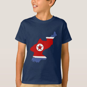 北朝鮮の旗の地図 Tシャツ