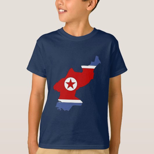 北朝鮮の旗の地図 Tシャツ (正面)