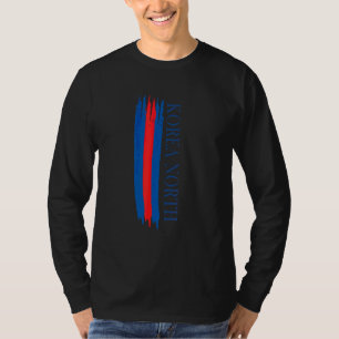 北朝鮮の旗の色のストライプ Tシャツ