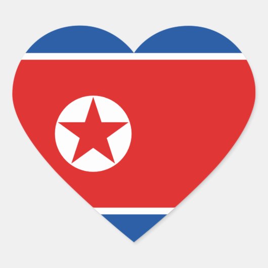 北朝鮮の旗ハートステッカー ハートシール (正面)