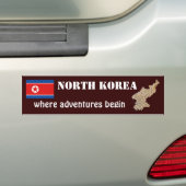 北朝鮮の旗+地図ステッカー バンパーステッカー (車上)